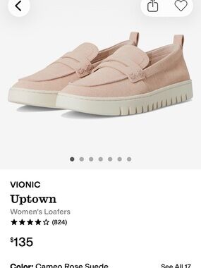 Vionic Uptown Loafers in Cameo Rose Suede
